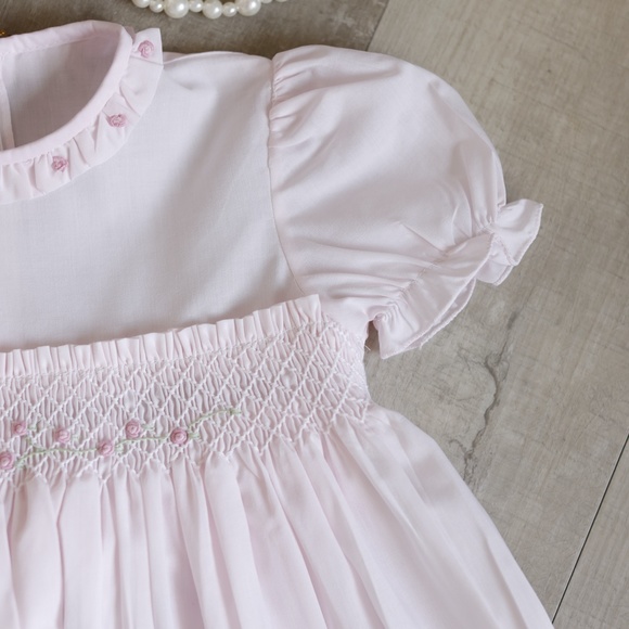 Feltman Brothers Girls Pink Smocked Secret Garden Dress with Flower Embroidery main image 1